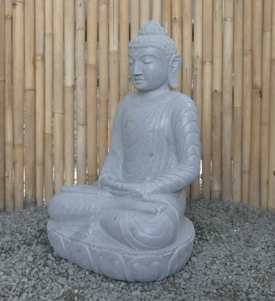 Artikelbild 2 des Artikels “Sitzender Buddha aus Flussstein in Dhyana-Stellung - Geste der Meditation, H. 81cm. “